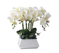 CHCWR Lot de 5 orchidées artificielles avec vase en céramique - Impression 3D - Pour décoration d'intérieur, centre de table, bureau, fête de mariage