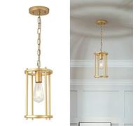 CHCWR Luminaires de Suspension de Conception Unique Lénal Lant Moderne Lanterne avec Plafond de chaîne réglable Chandelier pour l'éclairage de l'îlot de Cuisine, Black Gold Sunther for (B)