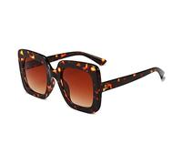 CHCWR Lunettes de soleil à monture arc-en-ciel pour femme et homme - Lunettes de soleil vintage surdimensionnées noires - Nuances UV, Thé léopard, Taille unique