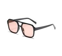 CHCWR Lunettes de soleil beiges pour femme - Style vintage - Dégradé - Grand cadre, noir/rose, Taille unique