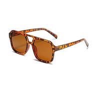 CHCWR Lunettes de soleil beiges pour femme - Style vintage - Dégradé - Grand cadre, Thé léopard, Taille unique