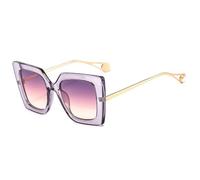 CHCWR Lunettes de soleil carrées tendance avec perles vénitiennes pour femme, Dégradé violet et rose, Taille unique
