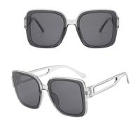 CHCWR Lunettes de soleil carrées vintage pour homme et femme Uv400, gris, Taille unique