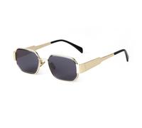CHCWR Lunettes de soleil rectangulaires rétro en métal pour homme et femme, c1, Taille unique