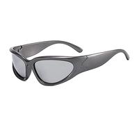 CHCWR Lunettes de soleil tendance 2025 pour femme avec nuances ovales argentées pour le sport, le cyclisme, les activités en plein air, Gris argenté, Taille unique