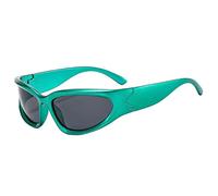 CHCWR Lunettes de soleil tendance 2025 pour femme avec nuances ovales argentées pour le sport, le cyclisme, les activités en plein air, Vert/gris, Taille unique