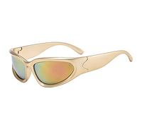 CHCWR Lunettes de soleil tendance 2025 pour femme avec nuances ovales argentées pour le sport, le cyclisme, les activités en plein air, Or rose, Taille unique