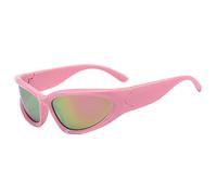 CHCWR Lunettes de soleil tendance 2025 pour femme avec nuances ovales argentées pour le sport, le cyclisme, les activités en plein air, Rose., Taille unique