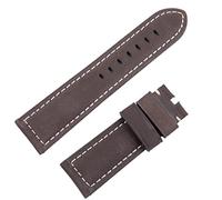 CHCWR Luxury Brand Watchband Retro 22 mm 24 mm Vintage Calf Horse Nubuck Cuir pour Panerai Strap Watch Band Tang Backle (Couleur: Green, Taille: 24 mm-noir)