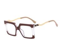 CHCWR Monture de lunettes carrées pour femme - Style vintage surdimensionné - Monture en métal, café, Taille unique