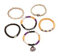 CHCWR Nouveau 2025 6PCS / Set Skull Bat Bracelet Femmes Men Men Tendance Imitation Perle CCB Perles Bracelet Set Halloween Jewelry Gift Fashion Accessoires Créatif