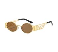CHCWR Nouveau 2025 Lunettes de Soleil Steampunk Men Femmes Vintage Small Oval Retro Sun Verres Punk Metal E EOBLESSES UV400