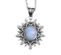 CHCWR Nouveau 2026 Unisexe Noble Fashion S925 Collier de pendentif argent sterling ovale 7 * 9 septembre Moonstone Vintage Flower Party With You Accessoires Best pour les femmes et les hommes cadeaux