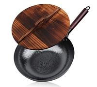 CHCWR Omelet traditionnel Stirf Fry Pans à la main Pot de fer à poche antiadhésive Pot de fonte adaptée à l'induction et à la poêle à gaz (D 32 cm) Vision