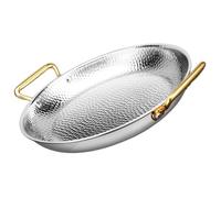 CHCWR Paella espagnole avec poignées doubles tri-ply non stick potet srinklet gan poêle à frire pot seapaella pour restaurant à domicile/argent / 34 cm