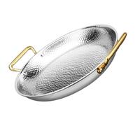 CHCWR Parella Paella Pan non revêtu de poêle avec une plate-forme à double poignée à deux manches poêle à frire Pot Seapaella pour le rassemblement de camping/Silver / 32 cm
