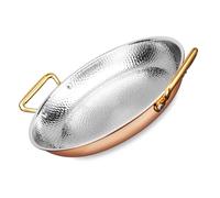 CHCWR Parella Paella Stick non enduit de poêle avec une plaque de casse à deux manches Pan Pan de friture Seapaella Pot pour le rassemblement de camping/Rosegold / 32 cm