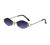 CHCWR Petites lunettes de soleil sans monture pour femme - Design punk classique - Monture en métal - UV400, Doré, gris, bleu, Taille unique