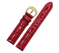 CHCWR Pour Brand Watch Bracelet Woman Watchbands Bands de montre en cuir authentique 10 12 14 16 18 20 Bands de montre multicolore 22 mm (couleur: argent rouge vif, taille: 16 mm)