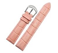 CHCWR Pour Brand Watch Bracelet Woman Watchbands Bands de montre en cuir authentique 10 12 14 16 18 20 Bands de montre multicolore 22 mm (couleur: argent rouge vif, taille: 16 mm)