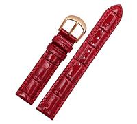 CHCWR Pour Brand Watch Bracelet Woman Watchbands Bands de montre en cuir authentique 10 12 14 16 18 20 Bands de montre multicolore 22 mm (couleur: argent rouge vif, taille: 16 mm)