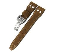 CHCWR Pour IWC Big Pilot Watch Top Gun Spitfire le Petit Prince Calfskin STRAP 20 mm 21 mm 22 mm Band Watch Rivet en cuir (couleur: blanc noir lisse, taille: 21 mm)