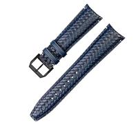 CHCWR Pour IWC IW344205 Chronographe portugais Pilot Portofino Boucle pliante de boucle pliante de 22 mm Band de montre en cuir à carres de vache tissée (couleur: Blue-Rose Gold A, taille: 20 mm)