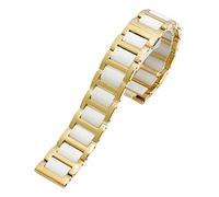 CHCWR Pour les femmes Bracelet en céramique Bracelet en acier inoxydable Band de montre 12 14 15 16 18 20 22 mm STRAP Watch Wristwatch Band (Couleur: Noir en céramique, taille: 22 mm)