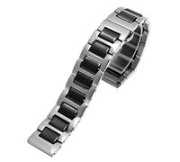 CHCWR Pour les femmes Bracelet en céramique Bracelet en acier inoxydable Band de montre 12 14 15 16 18 20 22 mm STRAP Watch Wristwatch Band (Couleur: Noir en céramique, taille: 22 mm)