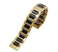 CHCWR Pour les femmes Bracelet en céramique Bracelet en acier inoxydable Band de montre 12 14 15 16 18 20 22 mm STRAP Watch Wristwatch Band (Couleur: Noir en céramique, taille: 22 mm)