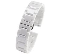 CHCWR Pour les femmes Bracelet en céramique Bracelet en acier inoxydable Band de montre 12 14 15 16 18 20 22 mm STRAP Watch Wristwatch Band (Couleur: Noir en céramique, taille: 22 mm)