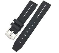 CHCWR Pour Submariner Hulk GMT Milgauss Yacht Master Deepsea Rubber Watchband 19 mm 20 mm 21 mm 22 mm Slicon (couleur: blanc noir, taille: 22 mm boucle en argent)