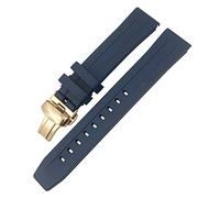 CHCWR Pour Tissot 1853 SEASTAR T120 T114 Watchband Rubber Sport Sport Plongée Black Bleu Soft Watch Strap Silicone Rubber 19mm 20 mm Band (couleur: 10 mm fermoir en or, taille: 20 mm)