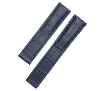CHCWR pour un véritable bracelet en bande de montre en cuir 19 20 22 mm pour les bracelets pour hommes avec fermoir pliant (couleur: bleu sans fermoir, taille: 20 mm)