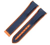 CHCWR Regarder Bracelet pour Omega 300 Seamaster 600 Planet Ocean Pliant Backle Silicone Nylon Sangle Accessoires de montre (Couleur: Black Orange, Taille: 22 mm)