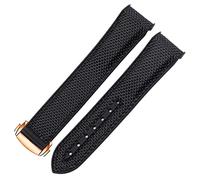CHCWR Regarder Bracelet pour Omega 300 Seamaster 600 Planet Ocean Pliant Backle Silicone Nylon Sangle Accessoires de montre (Couleur: Black Orange, Taille: 22 mm)