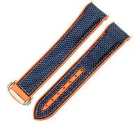 CHCWR Regarder Bracelet pour Omega 300 Seamaster 600 Planet Ocean Pliant Backle Silicone Nylon Sangle Accessoires de montre (Couleur: Black Orange, Taille: 22 mm)