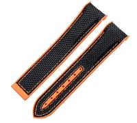 CHCWR Regarder Bracelet pour Omega 300 Seamaster 600 Planet Ocean Pliant Backle Silicone Nylon Sangle Accessoires de montre (Couleur: Black Orange, Taille: 22 mm)