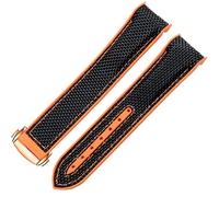 CHCWR Regarder Bracelet pour Omega 300 Seamaster 600 Planet Ocean Pliant Backle Silicone Nylon Sangle Accessoires de montre (Couleur: Black Orange, Taille: 22 mm)