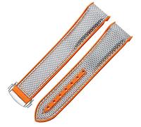 CHCWR Regarder Bracelet pour Omega 300 Seamaster 600 Planet Ocean Pliant Backle Silicone Nylon Sangle Accessoires de montre (Couleur: Black Orange, Taille: 22 mm)