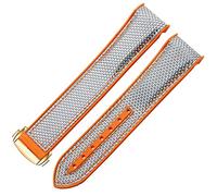 CHCWR Regarder Bracelet pour Omega 300 Seamaster 600 Planet Ocean Pliant Backle Silicone Nylon Sangle Accessoires de montre (Couleur: Black Orange, Taille: 22 mm)