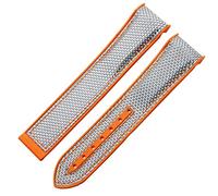 CHCWR Regarder Bracelet pour Omega 300 Seamaster 600 Planet Ocean Pliant Backle Silicone Nylon Sangle Accessoires de montre (Couleur: Black Orange, Taille: 22 mm)