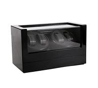 CHCWR Remontoir automatique en bois haut de gamme pour montres - Remontoir automatique rotatif à double tête pour quatre montres - Boîte de rangement ultra silencieuse