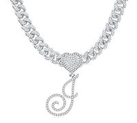 CHCWR Rlmoon cursive initial collier cubain pour les femmes glacés à la chaîne cubaine
