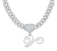 CHCWR Rlmoon cursive initial collier cubain pour les femmes glacés à la chaîne cubaine