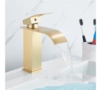 CHCWR Robinet de Salle de Bain, Robinet de lavabo d'eau Chaude et Froide, Cascade, Salle de Bains, robinets de lavabo, mitigeur à Levier Unique, Laiton chromé, mitigeurs de Lavage, Noir, Or, MMW