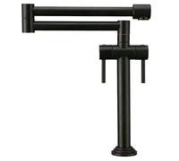 CHCWR Robinet d'évier de Cuisine en Laiton Massif avec Double Bras pivotant, mitigeur de Cuisine à Double poignée pour Eau Chaude et Froide, doré (Noir)