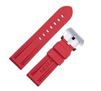 CHCWR Rubber Fluorine 22 mm 24 mm Band de montre en silicone Watch Band Panerai Watch Strap (Couleur: Blue Silv Boucle, taille: 24 mm)