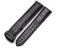 CHCWR Sangle de montre en cuir crocodile Style pour hommes et femmes pour Omega Seahorse Deville 18 mm 19 mm Band de montre original (Couleur: Black-Rosegold, taille: 20 mm)