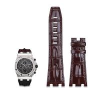 CHCWR Sangle en cuir importée de 28 mm pour AP pour Audemars Piguet 42 mm pour les accessoires de bande de montre Royal Oak Offshore Pin Boucle 15710/15703 (Couleur: Brans noire, taille: sans boucle)